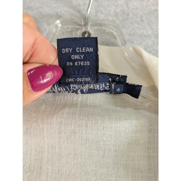 Polo Ralph Lauren Shirt Womens Sz 10 100% Linen Short Sleeve Button cream vtg - Picture 7 of 10